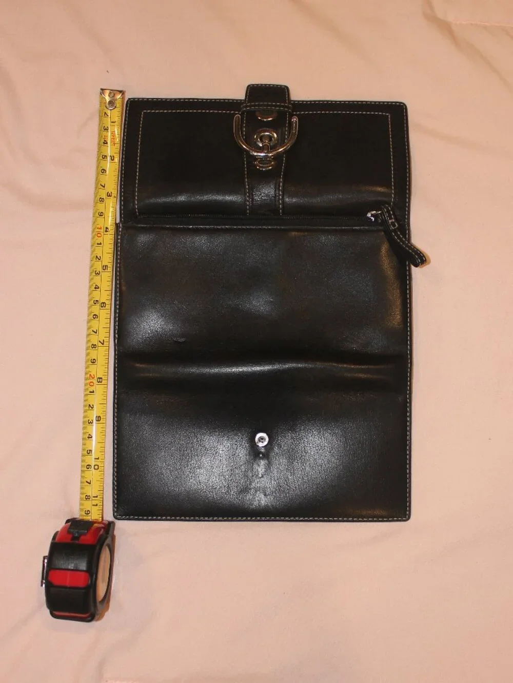 Vintage Coach Soho Black Leather Buckle Long Wallet Y2K Silver Hardware